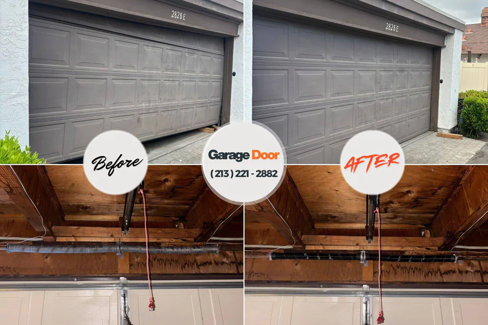 Before and after: garage door repair Claycomo, MO
